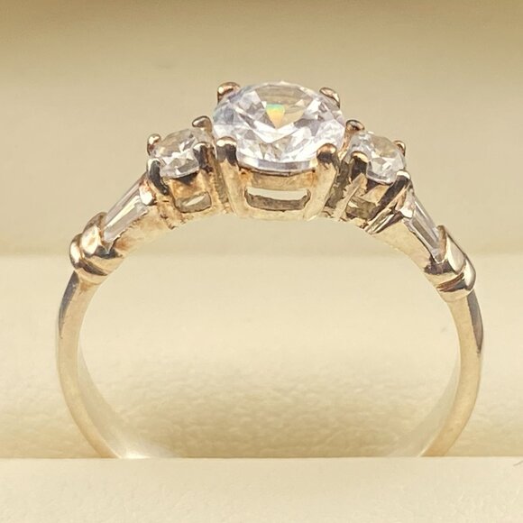 Vtg Royal 925 PD Crown Signed C Z Sterling Silver Ring Size 8 Luxury Engagement - Picture 2 of 14